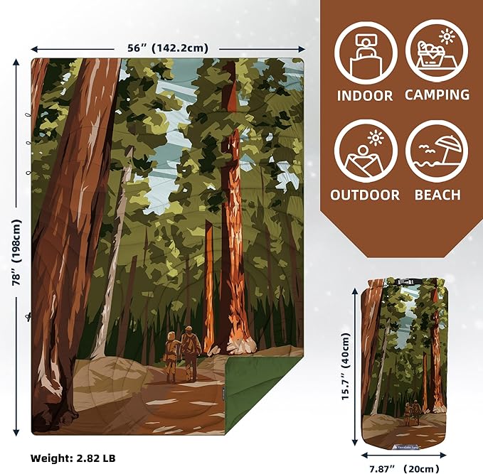 Camping Blanket Puffy - Outdoor Stadium Blanket Wearable, Lightweight, Packable, Machine Washable Camping Quilt for Traveling, Picnic, Beach, Party