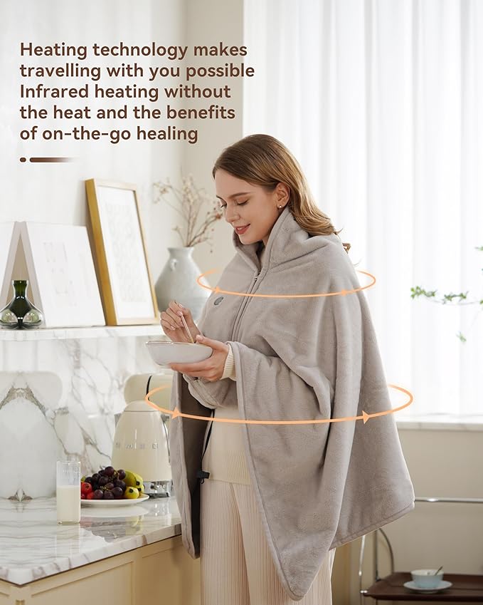 Heated Blanket Battery Operated,with Battery Pack,Cordless USB Heated Shawl,Outdoor Portable Electric Blanket,USB Heated Throw 3 Heating Levels,Softnees Heating Blanket for neeck and Shoulder