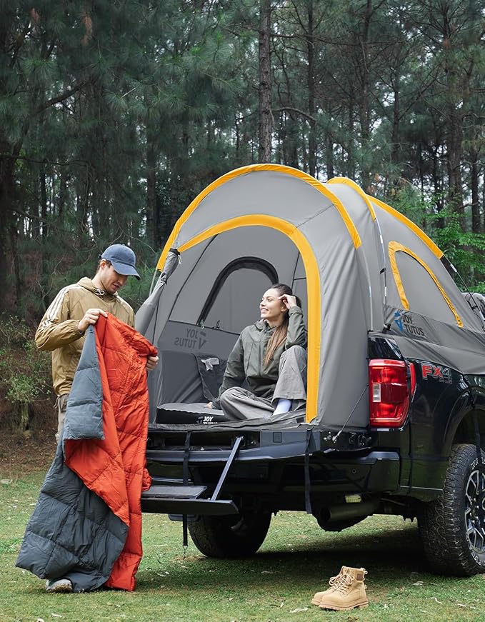 JOYTUTUS Pickup Truck 6.5' 2.0, Waterproof PU2000mm Double Layer for 2 Person, Portable Truck Bed Tent with Rainfly - Orange
