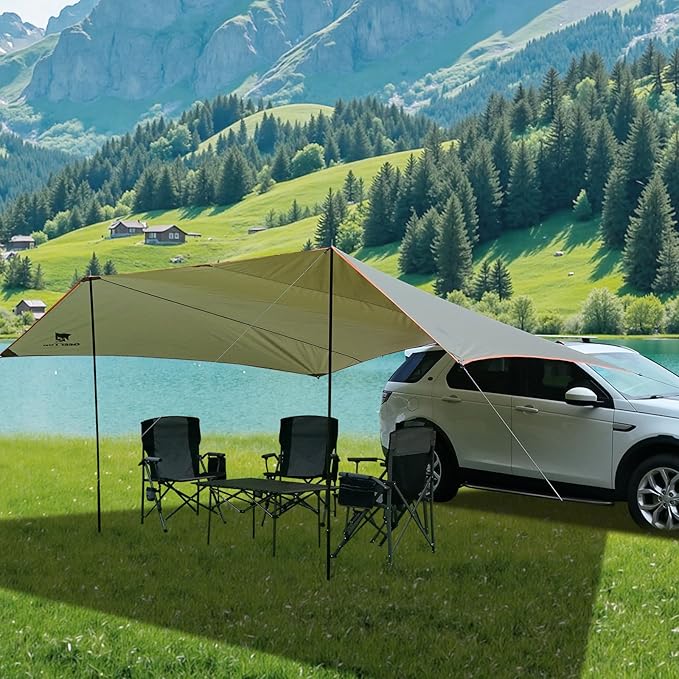 GEERTOP Large Car Side Camping Awning 19 x 11 ft SUV Canopy Tarp Waterproof Outdoor Vehicle Sun Shade Shelter for Truck, MPV, Van, Campers
