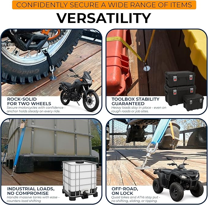 2pcs Trailer, Deck or Dock Anchors for Gap Between Boards - Marine Grade 316 Stainless Steel - 1200LB Break Strength - Reusable Alternative to D-Rings - Easy Tie Down Anchors