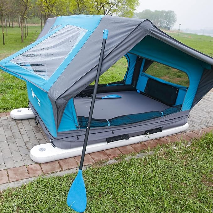 UNISTRENGH Waterproof Rooftop Tent, Portable Inflation Roof Top Tents Softshell, Pop up Roof-top Tent Camping for Jeep SUV Van Truck Car Tents with LED Lighting