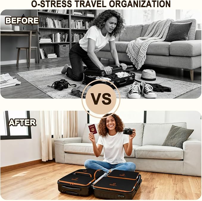 Packing Cubes for Travel, Various Sizes Luggage Organizer Bags Travel Cubes with Double Zipper, Durable Space Saver Bags Travel Essentials (5 Set, Black)