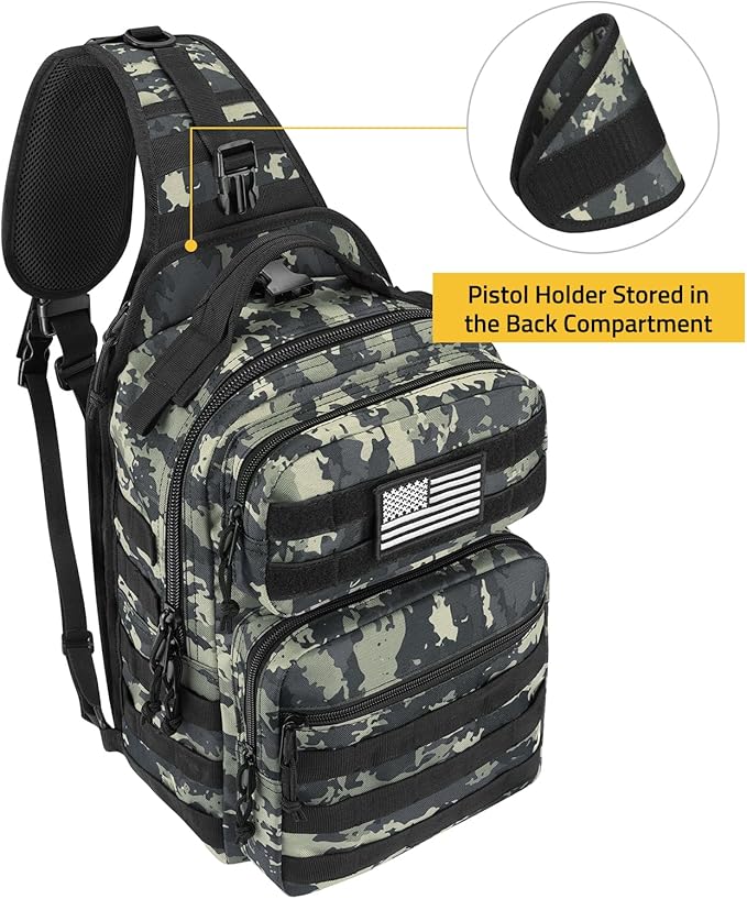 CVLIFE Tactical Sling Bag Backpack for Men Military Shoulder Sling Bag Molle Army Assault Detachable Tactical Bag with Bottle Holder Concealed Carry Daily Day Pack Work Bag for EDC Hiking, Shadowstand
