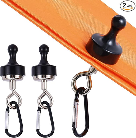 Magnetic Hooks for Canopy, Magnet Clip Hanger with Carabiner for Camping, Heavy Duty Earth Magnets, Cruise Hanging, Multifunctional Tent Canopy, Suitable Tents Swivel Snap (Small)