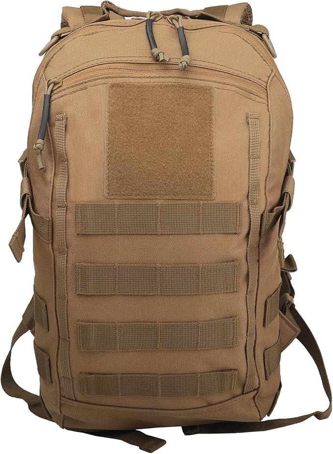 12L Small Backpack Day Pack - Mini Tactical Backpacks Military Daypack Molle Bag Rucksack Bug Out Bag for Hiking Camping Trekking (Tan)