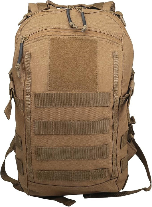 12L Small Backpack Day Pack - Mini Tactical Backpacks Military Daypack Molle Bag Rucksack Bug Out Bag for Hiking Camping Trekking (Tan)