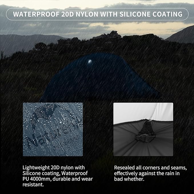 Naturehike Cloud Up 1 Person Tent, Lightweight Backpacking Tents for One Man, Waterproof Ultralight One Person Tent for Camping Hiking Backpacking