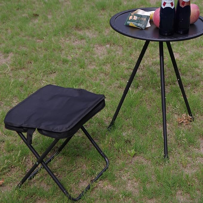 Outdoor Pocket Portable Chair,Lightweight Stool,for Camping,Hiking,Queue,shortbreak Anytime (Black, Large)