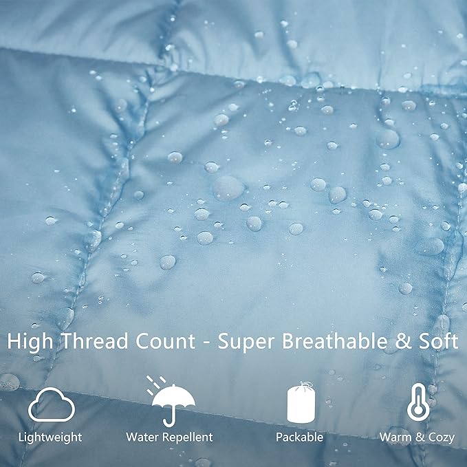 Camping Blanket,Lightweight Puffy Blanket Packable Down Alternative Throw Blanket Waterproof Windproof for Outdoors, Travel, Beach, Airplane, Hiking