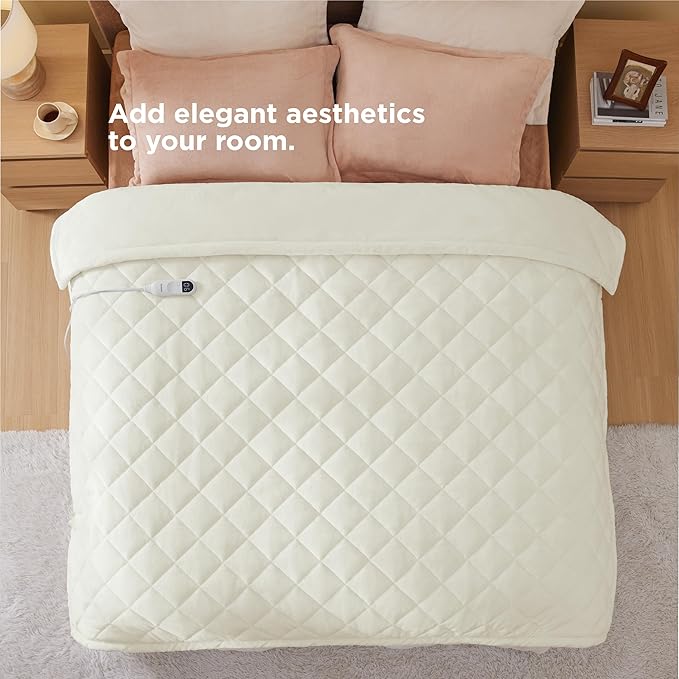 Bedsure Electric Blanket Full Size - Heated Weighted Blanket Full with 6 Heat Settings, Fasting with 10 Time Settings & 8 Hours Auto-Off (72x84 inches, Ivory)