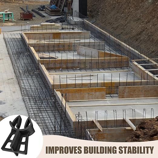 Hoolerry 200 Pcs Snap Rebar Chairs Plastic Heavy Duty Spacer Fits Bar Sizes 3-5 Plastic Rebar Concrete Stand, Heavy Duty Solid Construction Anti Rust