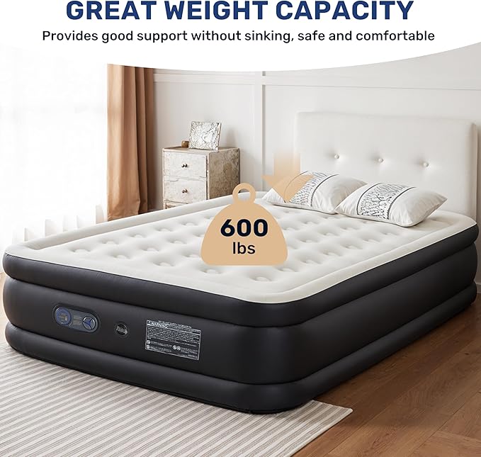 YSSOA Twin Camping Air Mattress with Built-in Electric High-Speed Pump, 18" Bed Height, Blow Up Inflatable Airbed with Carrying Bag, Best for Home Guests & Travel, Waterproof Foldable Portable