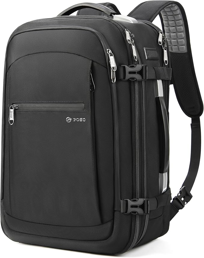 Travel Backpack for Men, Anti-Theft Laptop Backpack 60L Expandable, Carry on Bag for Airplanes, High Tech Backpack with Charging Port for Laptop/Travel/Business/College/Camping, Non-Vacuum