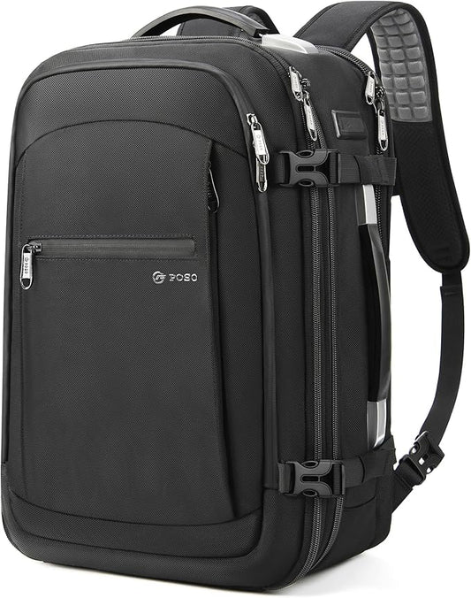 Travel Backpack for Men, Anti-Theft Laptop Backpack 60L Expandable, Carry on Bag for Airplanes, High Tech Backpack with Charging Port for Laptop/Travel/Business/College/Camping, Non-Vacuum