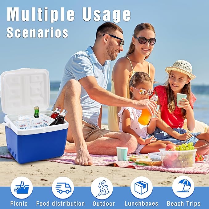 Ice Packs for Cooler, Lunch Boxes and Shipping, Slim Design Reusable Gel Freezer Packs for Frozen Food & Drinks, Camping, Picnic and Fishing
