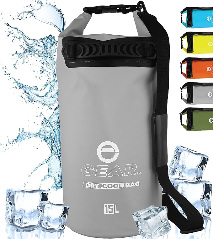 Enthusiast Gear Insulated Dry Bag Floating Cooler – 10L / 15L / 25L Roll Top, Leak Proof, Waterproof, Collapsible, with Padded Shoulder Strap - Perfect for Kayaking Fishing Beach