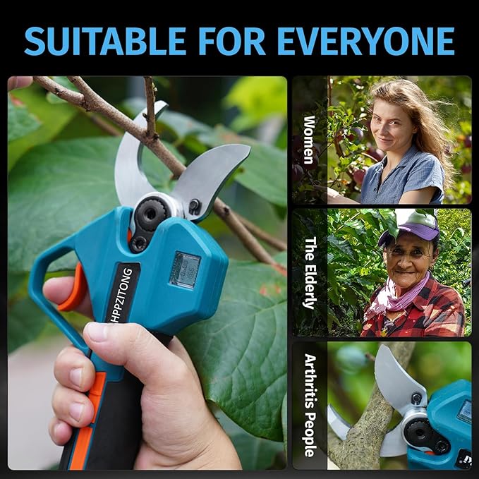Electric Pruning Shears for Gardening,Battery Powered Pruning Shears with 2 X 2AH Lithium Battery, 2 Blade,3 wrench Cordless Pruning Shears for Gardening Tree Pruning (1.6 Inch(40MM) Cutting Diameter)