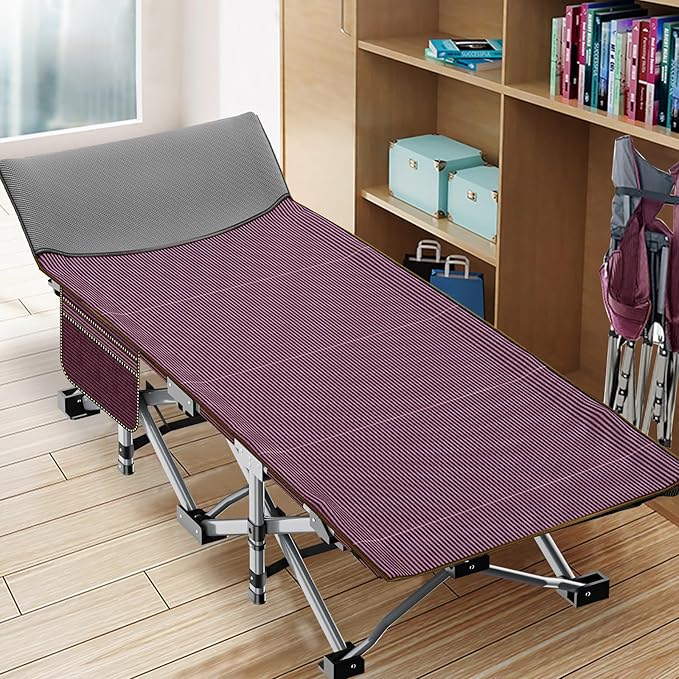 ABORON Camping Cot for Adults, Folding Sleeping Cot with Mattress, 500 lb Capacity Heavy Duty Outdoor Folding Sleeping Bed, Portable Cot Bed for Camping, Indoor Guest Use, Home & Travel