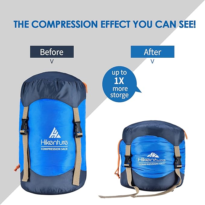 Hikenture Compression Sack for Sleeping Bag, Upgrade Anti-Tear Nylon Sleeping Bag Stuff Sack, 10L/14L/20L/30L Water-Resistant Compression Bag, Storage Bag