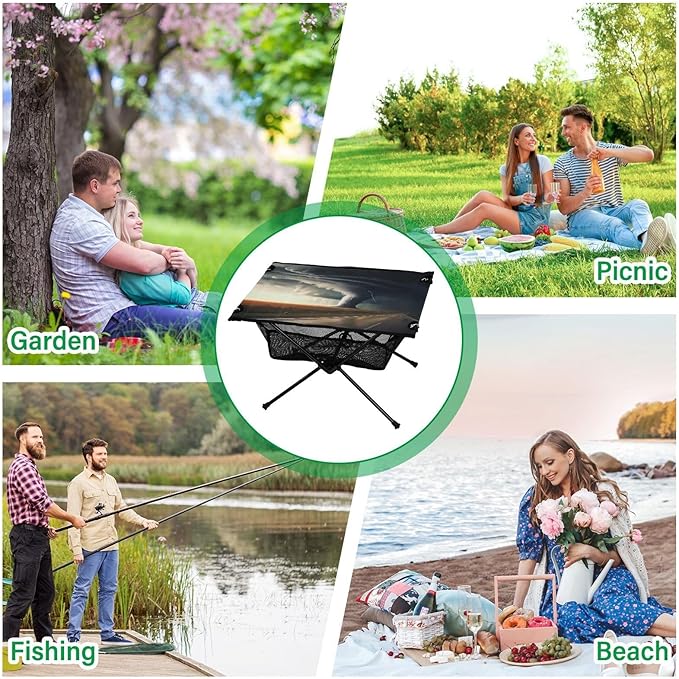Storms Portable Folding Camping Table, Compact Lightweight Beach Table with Carrying Bag for Outdoor Picnics, BBQs, Camp