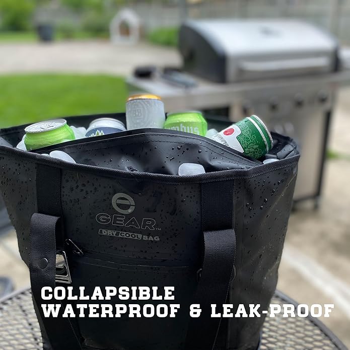 Enthusiast Gear Dry Bag Cooler Tote – Collapsible, Waterproof and Leak-Proof Soft Sided Cooler Bag - Pool, Beach - 20 or 36 Cans