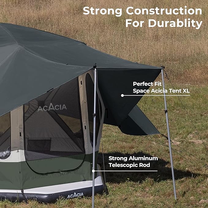 ACACIA Canopy 4 Person for Space Acacia Camping System, PU2000 Waterproof Camping Tarp for 4 Season Camping, UPF50+ Sunproof Tent Tarp with 4 Telescoping Poles, Carry Bag, Summer Night