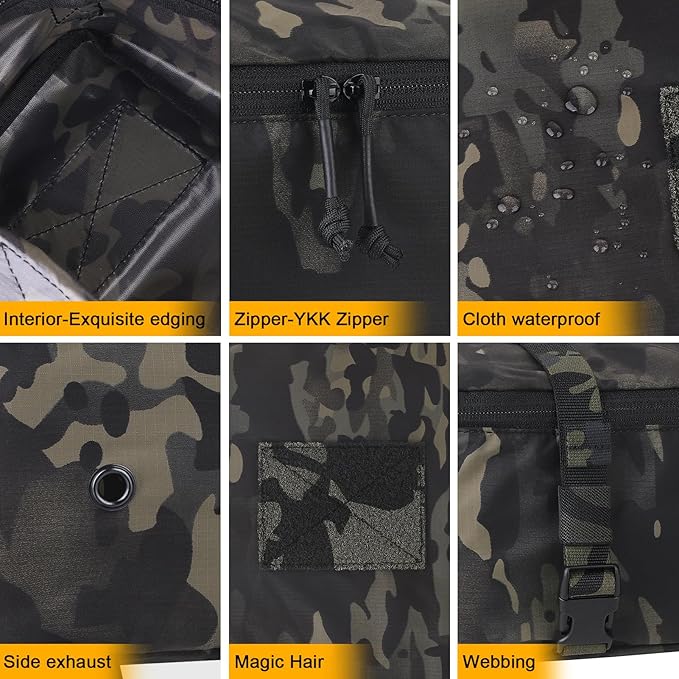 PETAC GEAR 4 PCS Tactical Modular Packing Cubes with Waterproof Material, Large Capacity Storage Bag, Easy Clean Outdoor Travel Organize Storage Pouches Bags (MCBK)