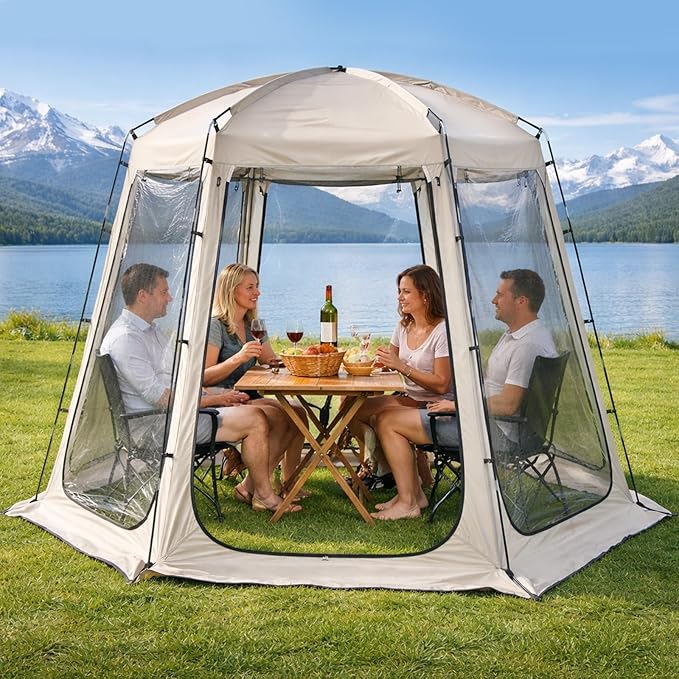 Teabelle Pop up Bubble Tent, 4-6 Person Gazebo Screen House Room, Waterproof Outdoor Tent with Floor Mat & Top Cover, Garden Dome Igloo Camping Shelter for Patio, Backyard