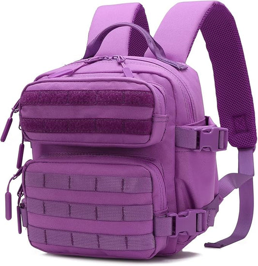 9L Mini Tactical Backpack Small Gym Bag Fitness Portable Backpack With Molle System For Hiking, Camping, Traveling, Daily Use (Violet)