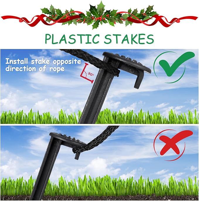 Yookeer 18 Pieces Plastic Inflatable Yard Stakes Set 5.7'' Heavy Duty Stakes for Inflatables Blow up Plastic Tent Christmas Decoration Landscape Ground Replacement Yard Ground Lawn Black Garden Peg