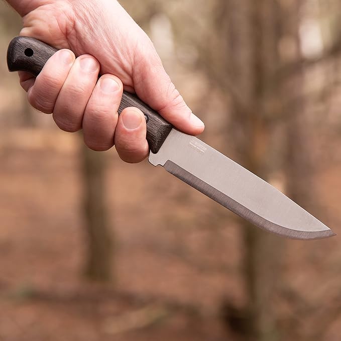 BPSKNIVES Nighthawk Adventurer - Camping Knife - Fixed-Blade Stainless Steel Survival Knife - Black Leather Sheath and Firestarter - Outdoor Full Tang Knives - Bushcraft Knives