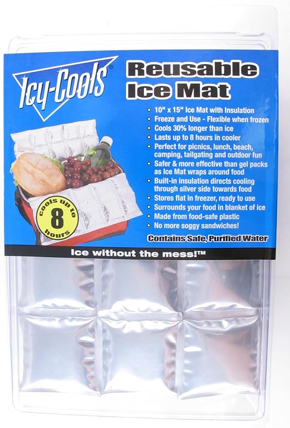 ICY-COOLS Reusable Ice Packs for Coolers - Flexible Ice Sheets, Flat and Long-Lasting for Camping or Lunch Boxes, 10x16 & 8x12, 1 or 3 Pack