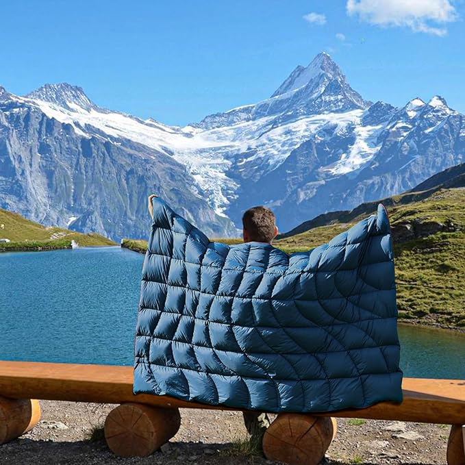 Camping Blanket, Packable Puffy Blanket Down Alternative Blanket Lightweight Windproof Water Resistant for Outdoors,Hiking, Backpacking,Beach,Car,Picnic,Stadium 39x55in