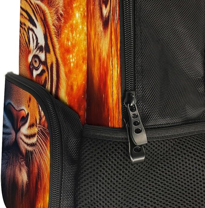 Lightweight Rucksacks for Climbing Outdoors Walking Cycling, Large Capacity Anti-Theft Multipurpose Carry On Bag, Space Fire Flame Animal King Wild Angry Tiger Camping Outdoor Backpack
