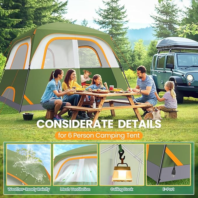 COBIZI 4-6-8-10 Person Camping Tent, Spacious Family Tents for Camping Ideal, Hiking, 3500mm Waterproof Double-Layer Windproof Tent for Hiking & Backpacking