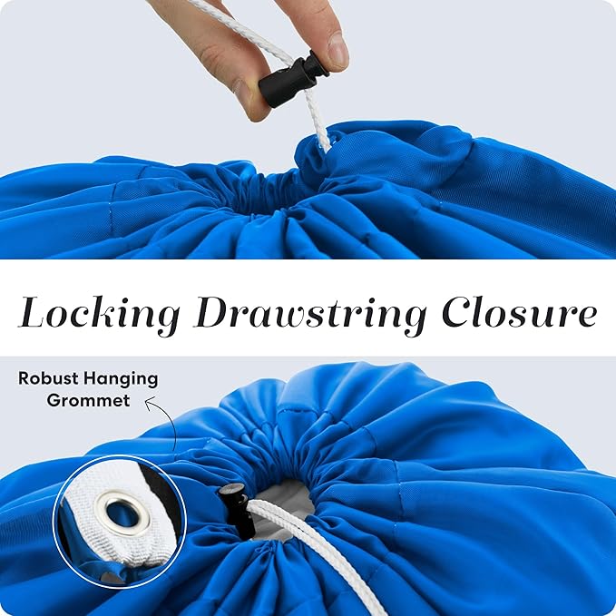Handy Laundry Bag Shoulder Strap - Drawstring Locking Closure, Durable Nylon Material, Large Capacity, Heavy Duty Stitching - Perfect for Laundromat or College Dorm (Blue, 30" x 40")