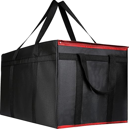 for doordash Catering Bag 22x14x13 Black Red Insulated Food Delivery Bag Cooler Bags Keep Food Warm Catering Therma for doordash Catering Cooler BagsTherma Shopper hot XXXL 22w x 14 lx 13d