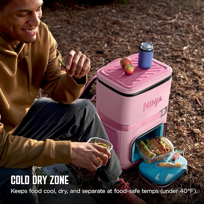 Ninja FrostVault Go Can Soft Cooler, 24/36 Can, Leak Proof, Built-In Cup Holder, 2 Ice Packs & Dry Storage Drawer, Polyester Insulation, Hiking, Camping, Picnic
