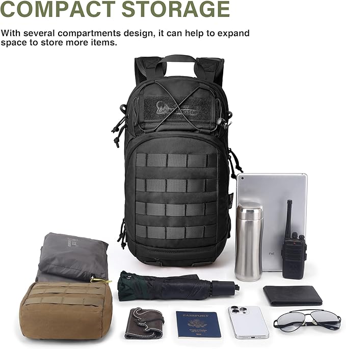 Mardingtop 15L Tactical MOLLE Hydration Backpack – Small Military Bag for Motorcycle, Hiking, Riding, Biking & EDC Daypack