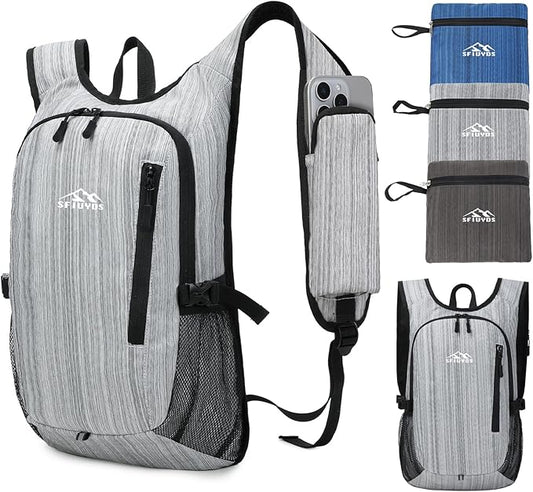 Small Hiking Daypack,15L Waterproof Hiking Backpack Packable Lightweight Travel Day Pack for Women Men (Oxford Grey)