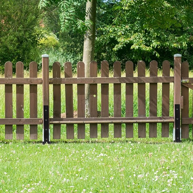 TOPZEA 2 Pack Fence Post Repair Kit, Heavy Duty Steel Stabilizer Stakes, Ground Anchors Spike to Fix Leaning/Tilted/Broken Wood Posts, Metal Support for Garden & Yard Fencing, Black