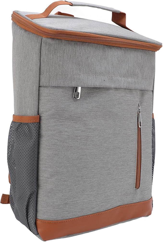 Dioche Cooler Backpack Cooler Backpack, Large Capacity, Leakproof, Multipocket Outdoor Picnic, Rainproof Design, Suitable for Beach Camping, Family Gatherings, Blue. (Gray with Orange)