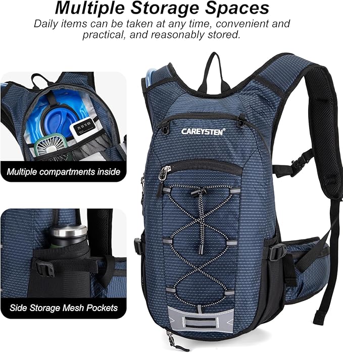 Hydration Backpack Cycling Backpack Women Running Backpack Water Backpack for Hiking Biking Backpack for Men Equipped with 2L Water Bag