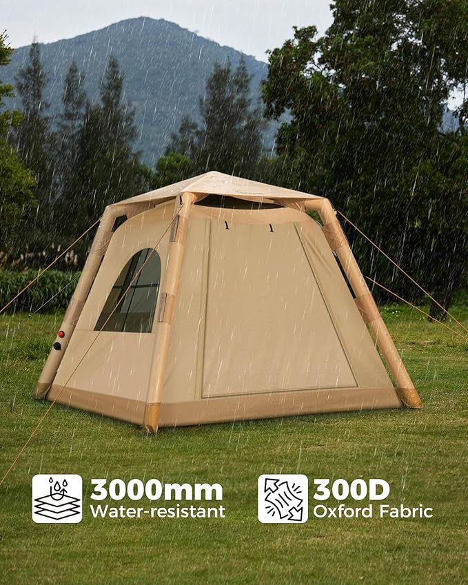 Inflatable Tents for Camping 2-4 Person, Easy Set Up Camping Tent with Automatic & Manual Pump, Waterproof Blow Up Tent for Family Outdoor