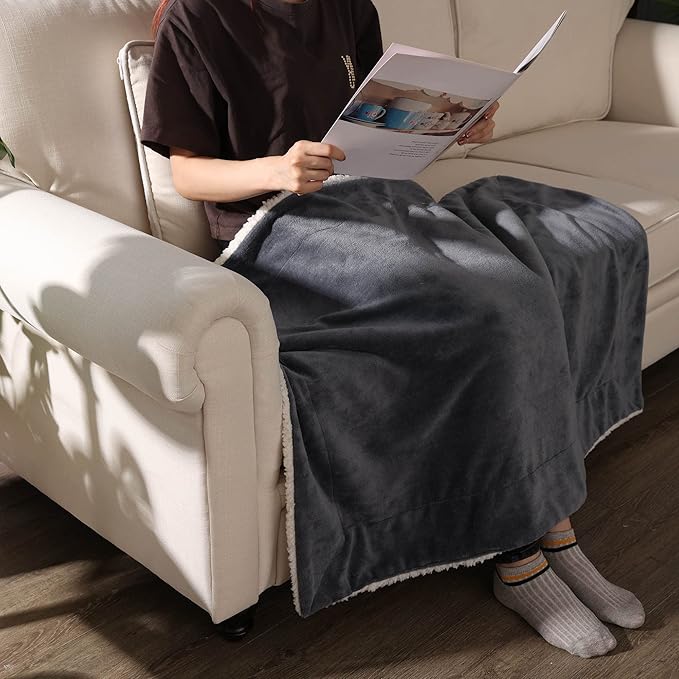 NANPIPER Baby Sherpa Blanket,Warm Toddler Throw Blanket,Soft Newborn Fleece Blanket for Winter (Grey,30x40 inches)