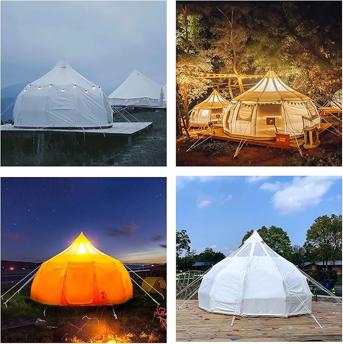 GeRRiT Retro Yurt Tent, 8~10 Person Oxford Cloth Water Proof Tent, Teardrop Shaped Pumpkin Tent with 1 Stove Jacks, Luxury All Season Tent for Camping Trips