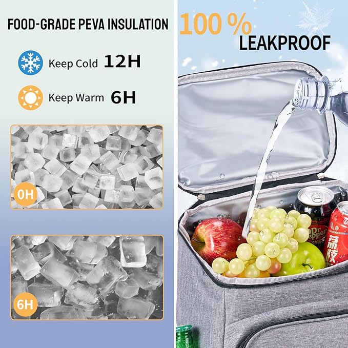 Cooler Backpack Large Insulated Leak Proof Lunch Backpack Portable Lightweight Cooler Bag for Travel Hiking Camping