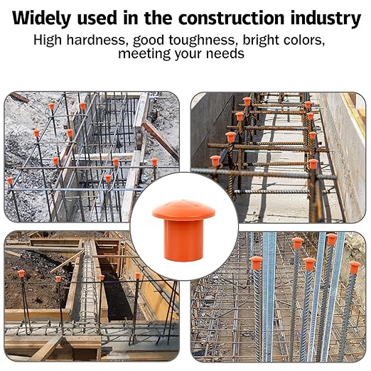 250 Pcs Rebar Caps, Size: #3-#9, Plastic Rebars Covers Caps, Mushroom Rebar Safety Cap, for Rebars Stake, Orange