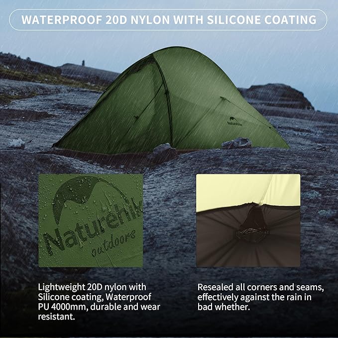 Naturehike Cloud Up 1 Person Tent, Lightweight Backpacking Tents for One Man, Waterproof Ultralight One Person Tent for Camping Hiking Backpacking